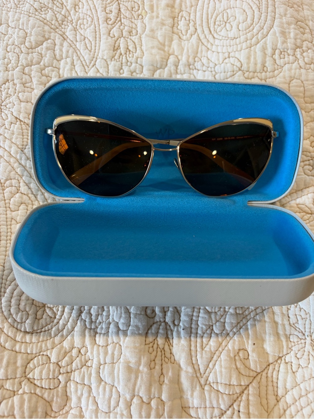 Warby Parker Cat Eye Sunglasses - Silver Frame with Dark Brown Lenses